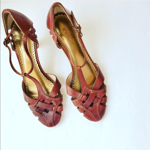 Seychelles Shoes - Seychelles Brown Leather Caged Wood Heel Sandal